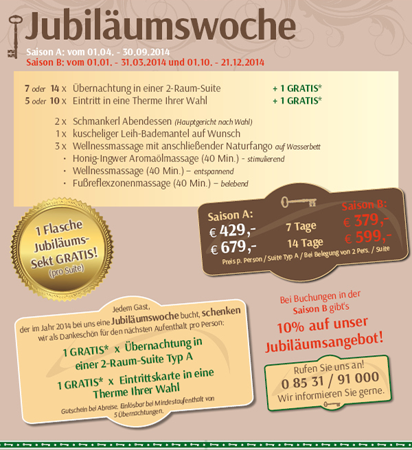 Sparen Sie mit der Jubiläumswoche Bares!